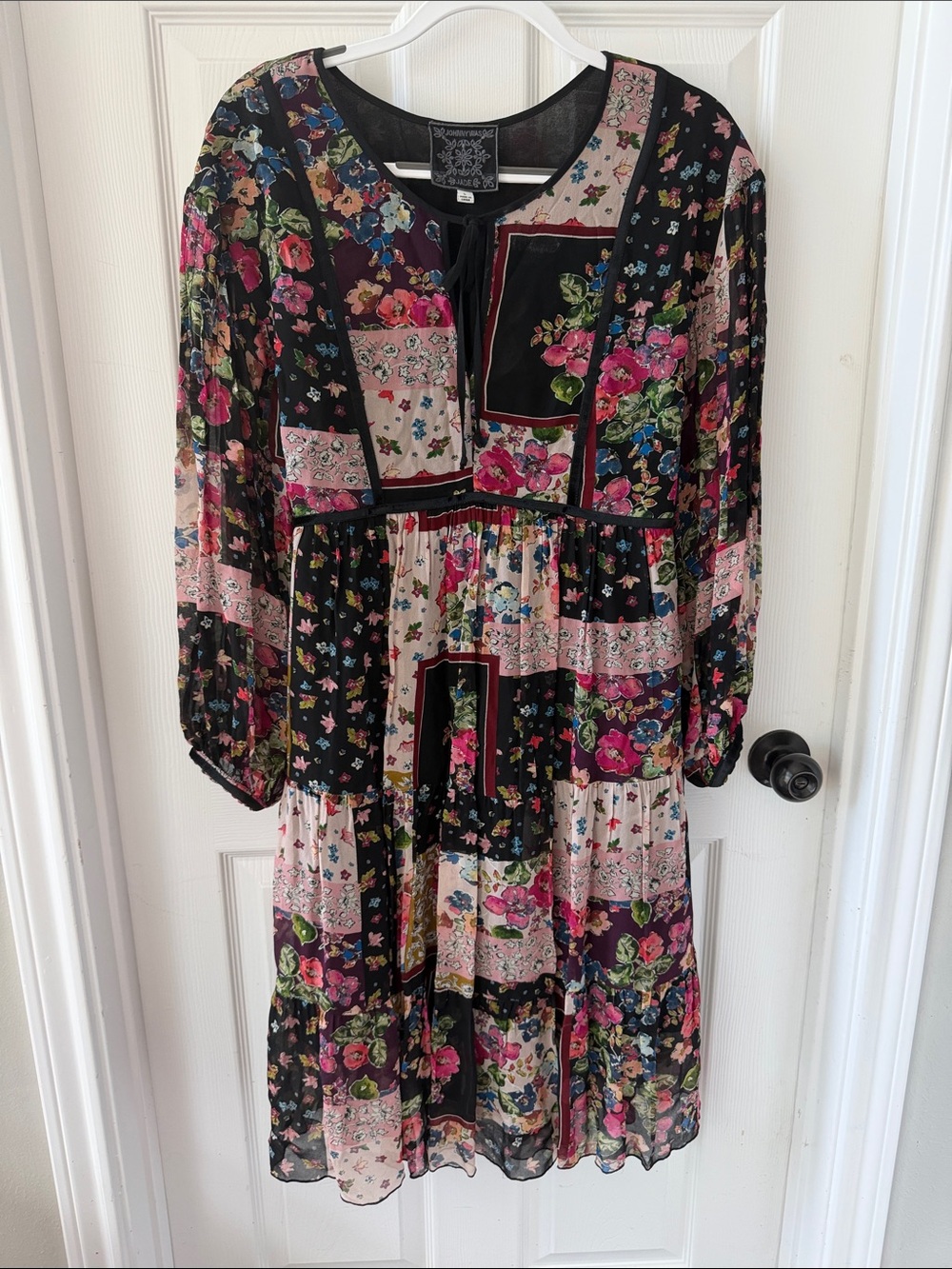 NWOT Johnny WasFloral Patchwork Tiered Dress